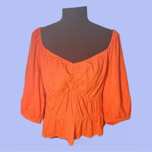 a • new day | Puff Elbow Sleeve Linen Shirt